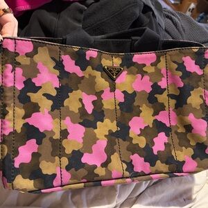 Prada Canapa Pink and Brown Camouflage Women's Bag